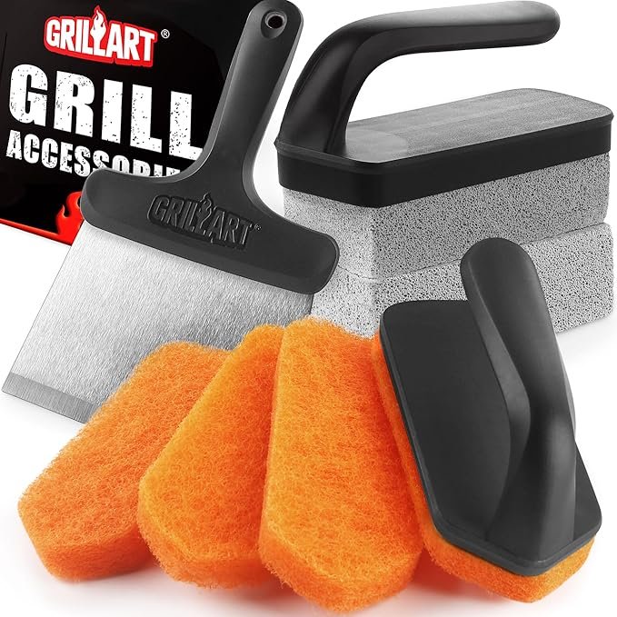 GRILLART Kit Limpieza Parrilla Piedra Raspador Almohadilla